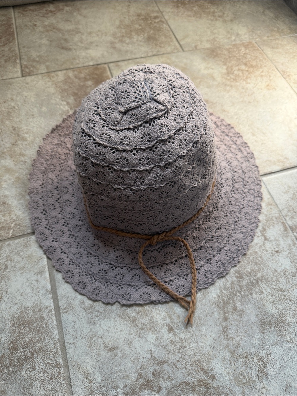 Lace Crochet Sun Hat - Taupe